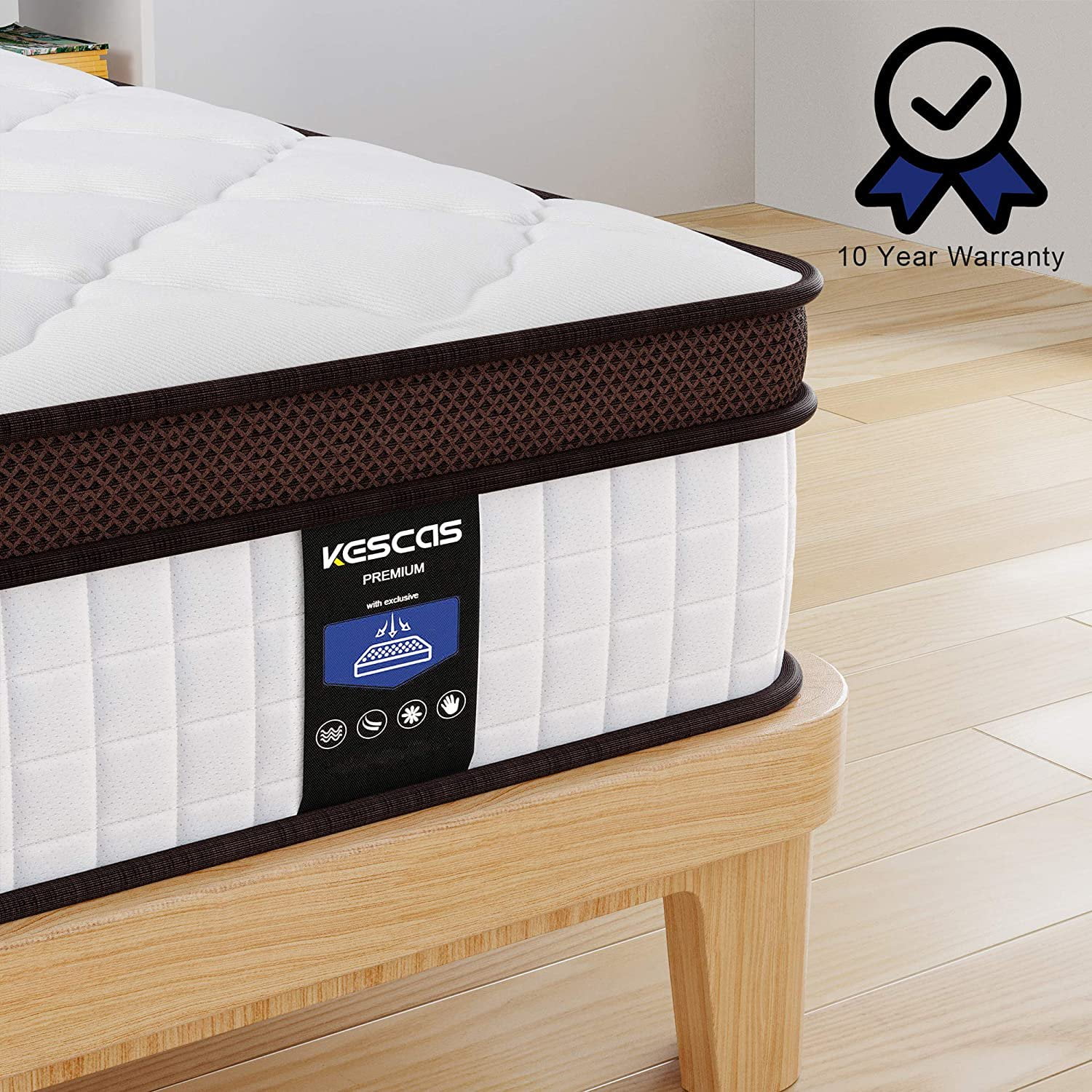 Queen Size Hybrid Mattress, Kescas 8 inch Queen Mattress with Cooling Gel Memory Foam, Fiberglass Free, Medium Firm - Radiant Selections
