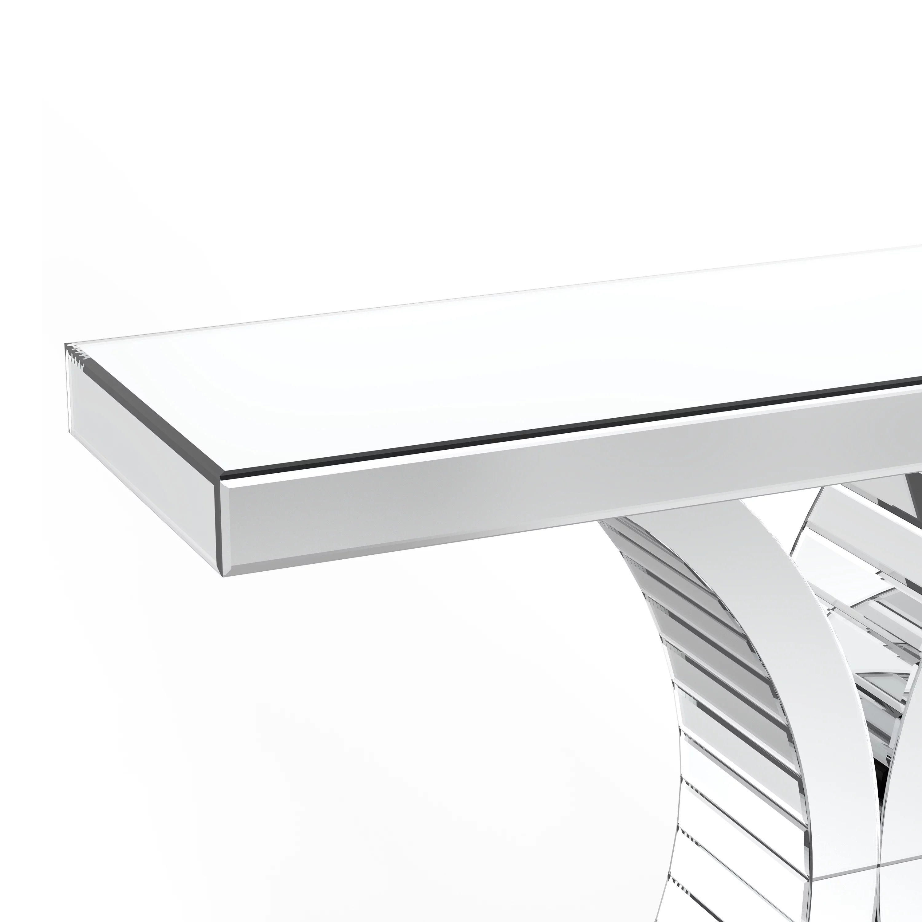 Modern Mirrored Console Table Glass Accent Table X-Cross Sofa Table Entryway Table for Hallway Living Room Bedroom