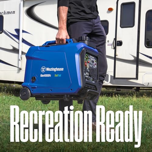 Westinghouse 5000 Peak Watt Super Quiet Dual Fuel Portable Inverter Generator, Wheel & Handle Kit, Gas & Propane Powered, RV Ready, CO Sensor
