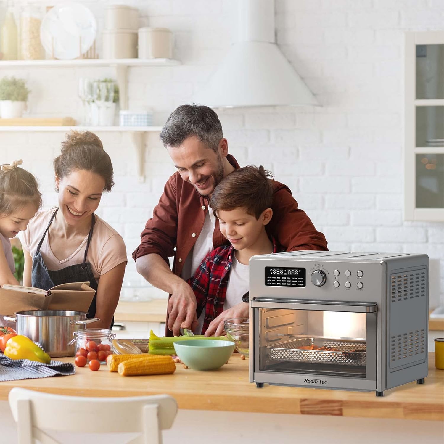 LOVMOR 26 Quart Air Fryer Oven with 9 Accessories,21-in-1 Smart Large Airfryer,Countertop Convection Toaster Ovens for Rotisserie,Baking,Dehydrators