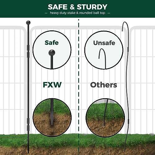 FXW Rollick Dog Playpen for Yard, RV Camping, 32 inch 16 Panels for Small and Medium Dogs│Patented