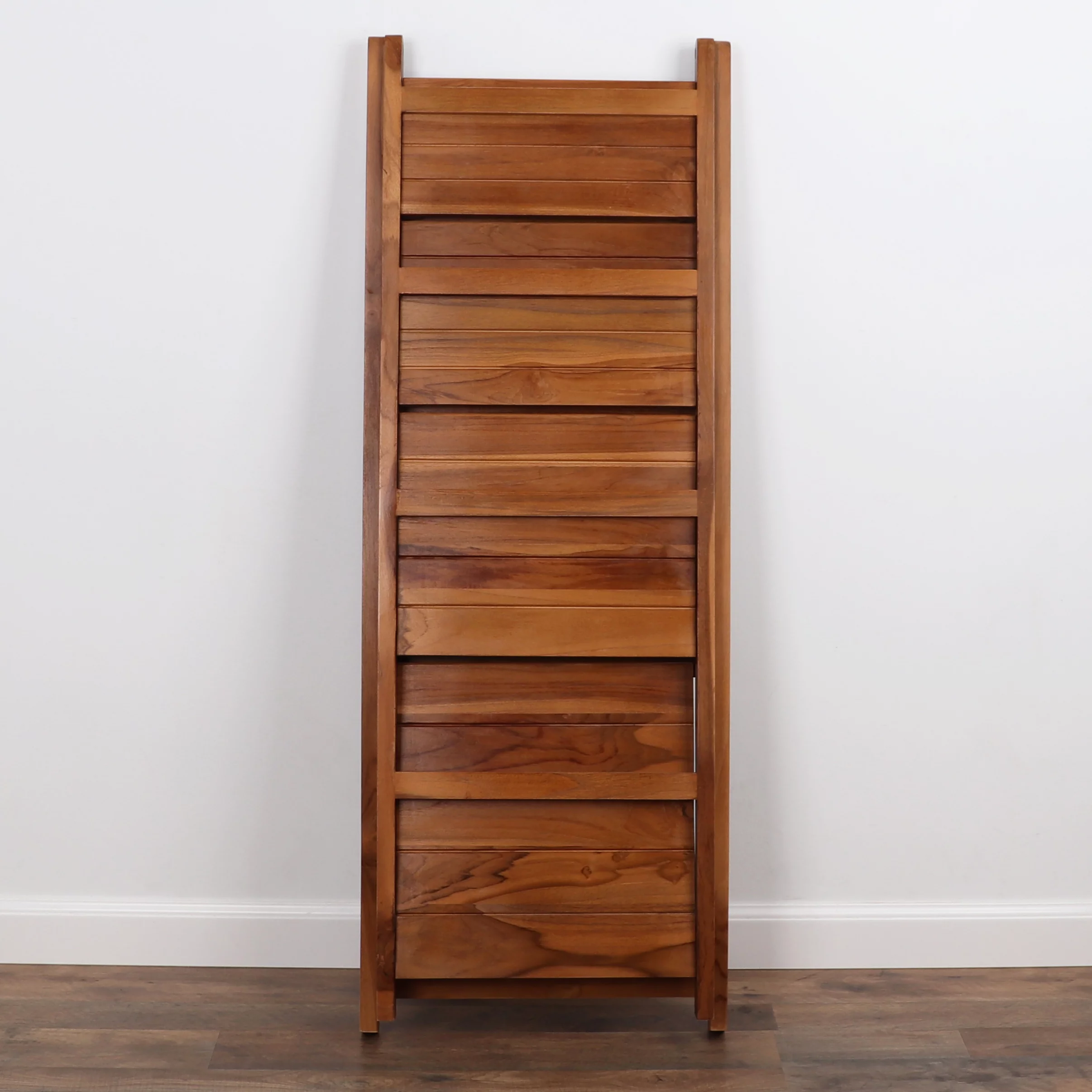 Milltown Merchants Teak Ladder Shelf - Wooden Folding Bookcase (Teak)