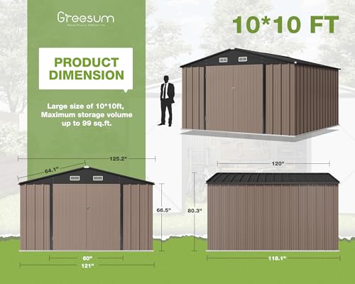 Greesum 5×3 FT Outdoor Storage Shed, Metal Storaged Sheds Without Floor, Tool Sheds with Lockable Doors and Sloping Roof for Garden, Patio, Backyard
