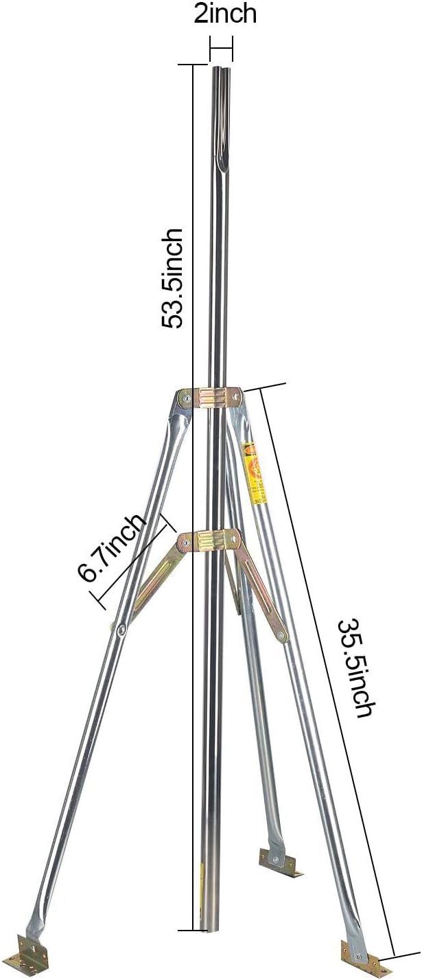 Antenna Tripod TV Antenna Mast Pole，Outdoor Antenna Mount， Heavy Duty Satellite Antenna Bracket That Can Work on Any Roof，with 39.4&rdquo; Mast