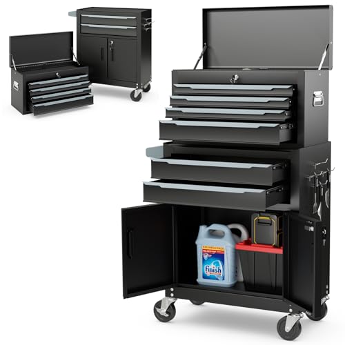 ERGOMASTER Rolling Tool Chest Cabinet Big Capacity Storage with Wheels and Lock Key, Portable Tool-Box Organizer with Sliding Drawers