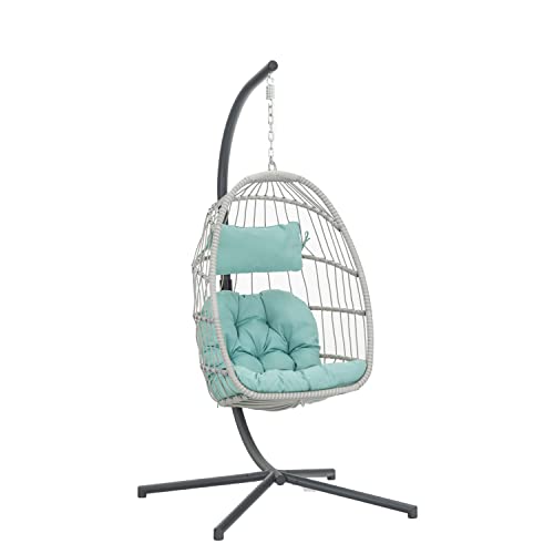 Yechen Hanging Egg Chair with Stand and Footrest for Indoor Outdoor