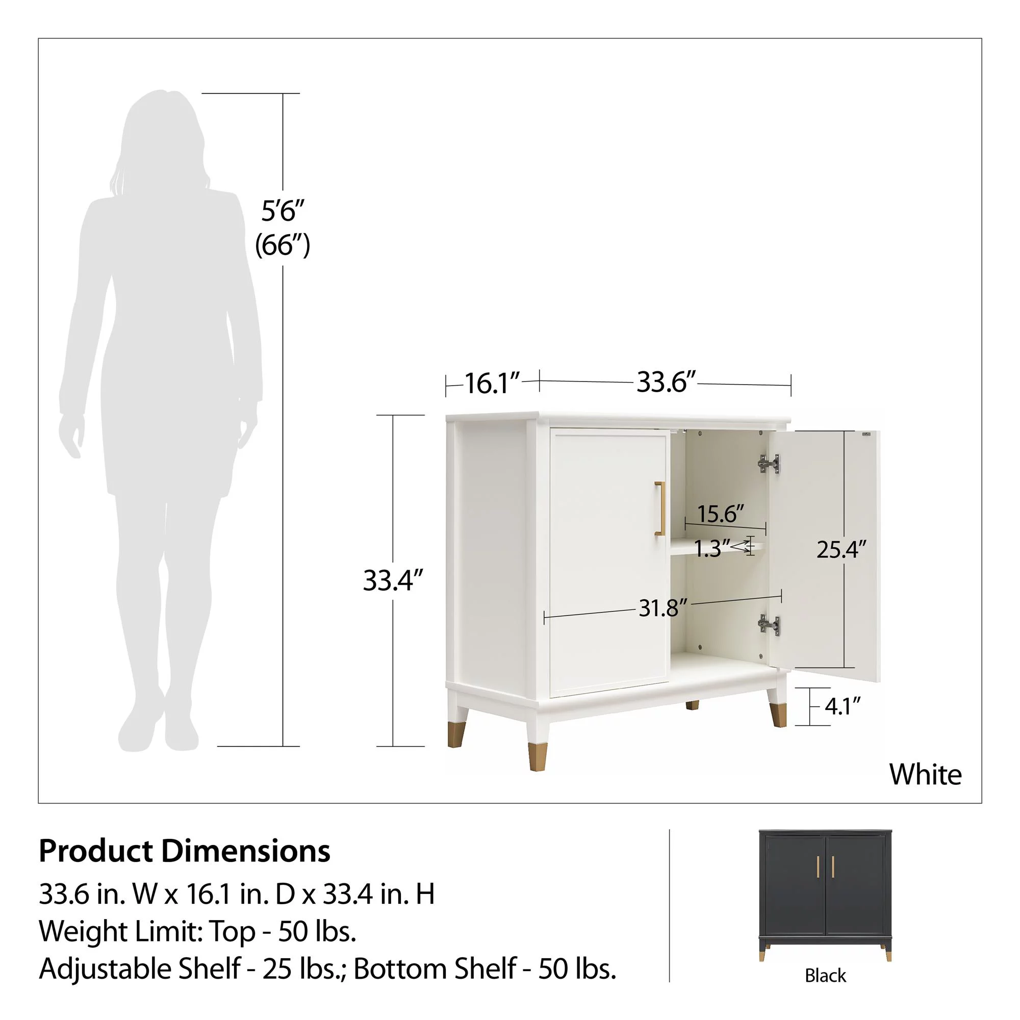 CosmoLiving by Cosmopolitan Westerleigh 2-Door Accent Cabinet, Black