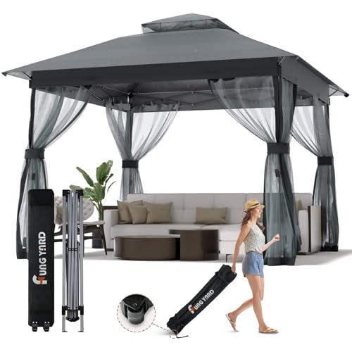 Outdoor Pop Up Gazebo 10x10 - Instant Canopy Tent with Mosquito Nettings