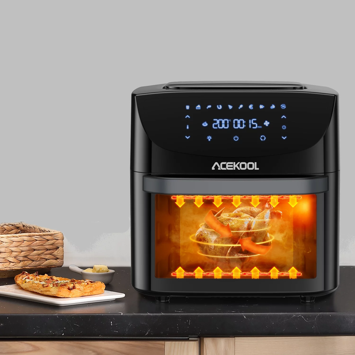Acekool 19 Qt 1800 W 10-in-1 Digital Air Fryer Countertop Oven