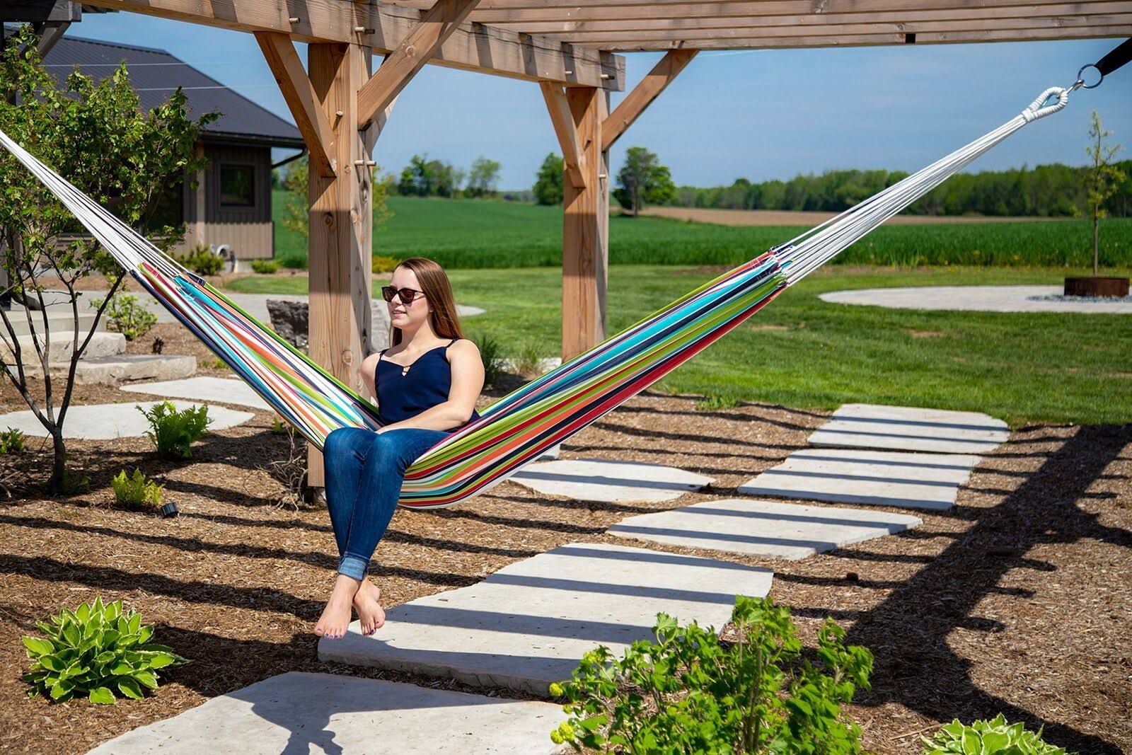 Vivere Brazilian Double Sunbrella Carousel Confetti Hammock