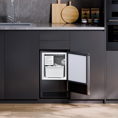 VEVOR Under Counter Ice Maker Machine, Crescent Ice, 25 Lbs/Day Stainless Steel Built in Ice Maker with Reversible Door