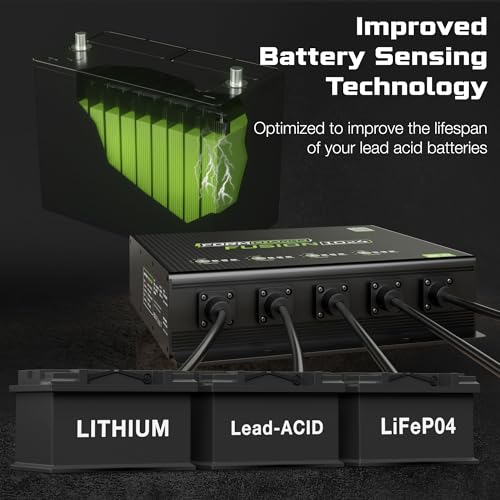 FORM Fusion 10X4 4-Bank Marine Battery Charger, 40A Total (10A per Bank), 12V Smart Onboard Boat Charger for Lithium (LiFePO4), AGM