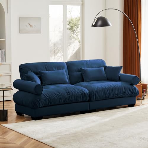 130" Modular Sectional Sofa,Velvet Upholstered Couches for Living Room,3 Seater Green Sofa Couch with Movable Ottoman