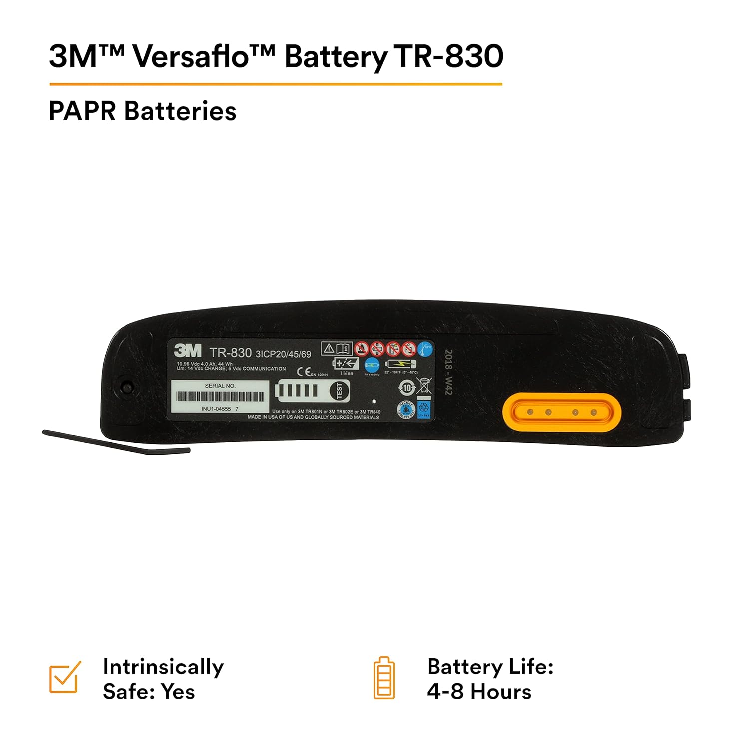 3M Versaflo Battery TR-830/94243(AAD), Intrinsically Safe, for TR-800 PAPR
