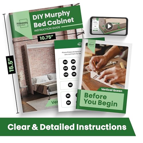 DIY Murphy Bed Kit Queen Vertical | Murphy Bed Hardware for Wall Cabinet, Vertical Queen Frame, Deluxe Mechanism Kit with Bonus Tools
