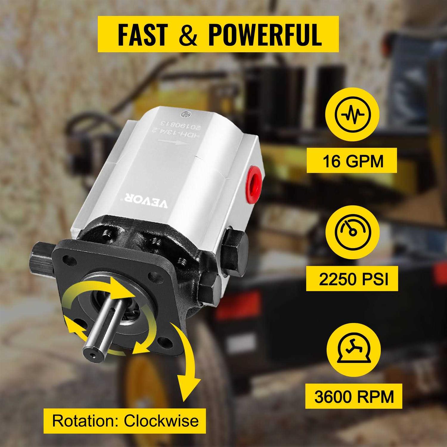 VEVOR Hydraulic Pump 16 GPM Hydraulic Motor 2 Stage Hydraulic Pump Log Splitter Hydraulic Pump Wood Splitter Pumps Log Splitter