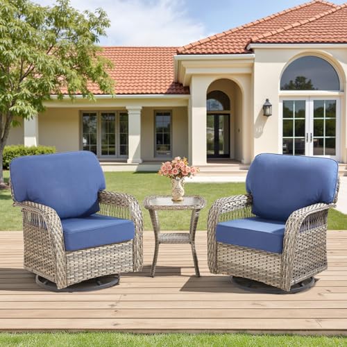 7 Pieces Outdoor Furniture Set with Swivel Chairs
