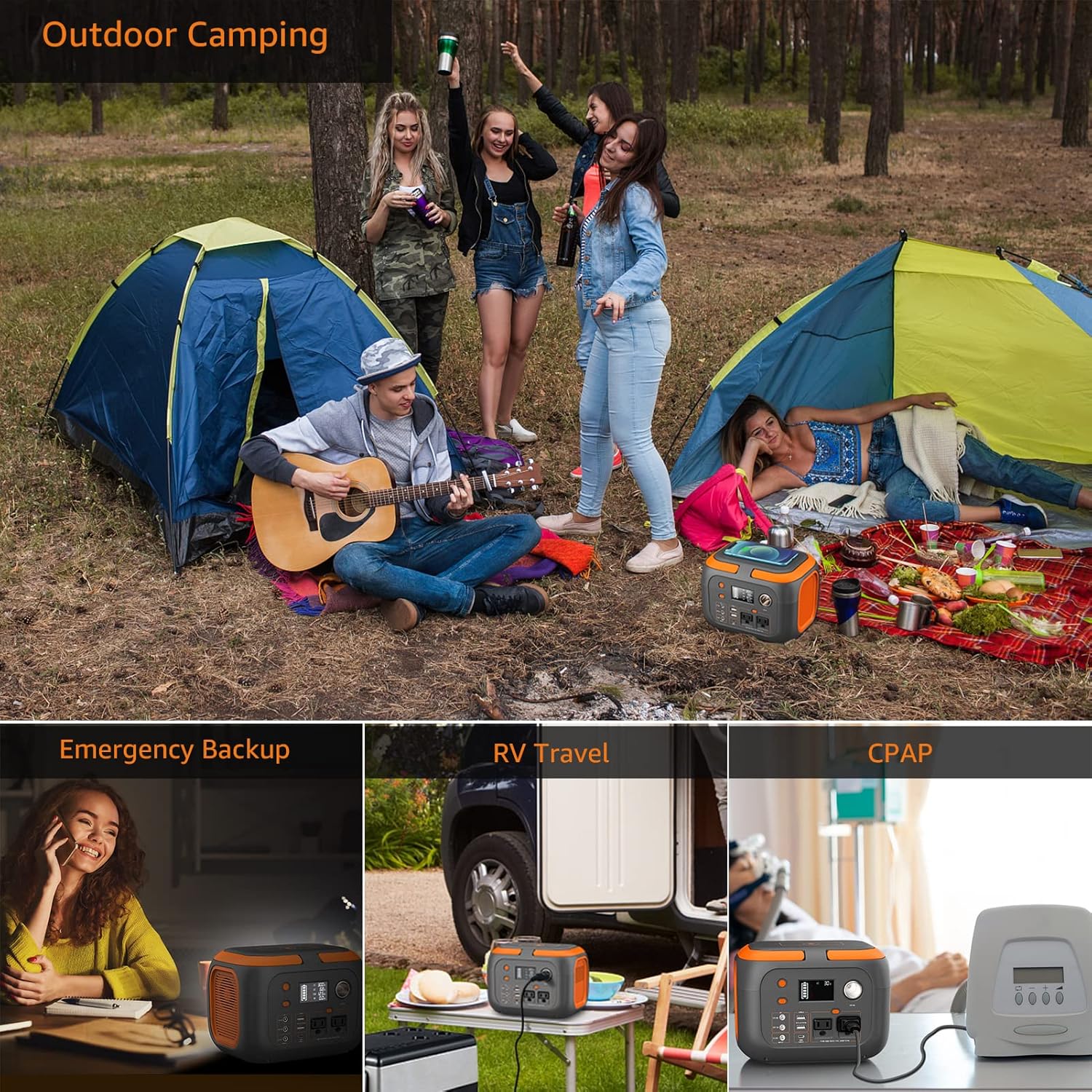 300W Portable Power Station 260Wh Outdoor Solar Generators Mobile Lithium Battery Pack 110V Outlet Solar Power Bank Camping Power Supply for Laptop