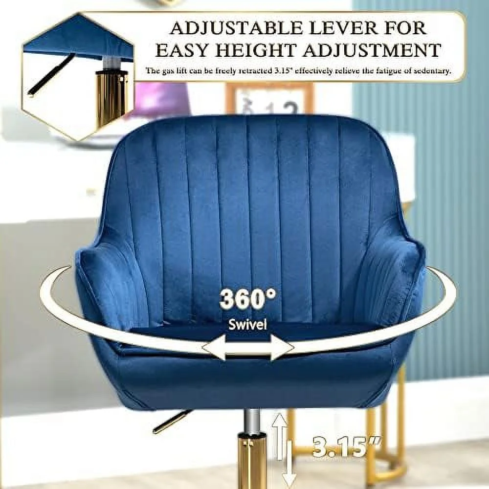 TJUNBOLIFE ° Swivel Chair with Wheels  Adjustable Height Home Office Chair Rolling Living Room Chair Boucle Dining Chair with Backrest/Armrest