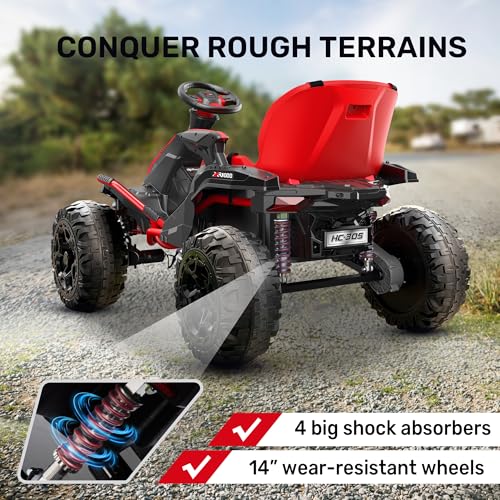 ANPABO 24V 4x4 Ride On Toy for Big Kids, 4x200W Motors, 5MPH, Kids Car w/Parent Remote, Wide Adjustable Seat, Headlights, Metal Frame