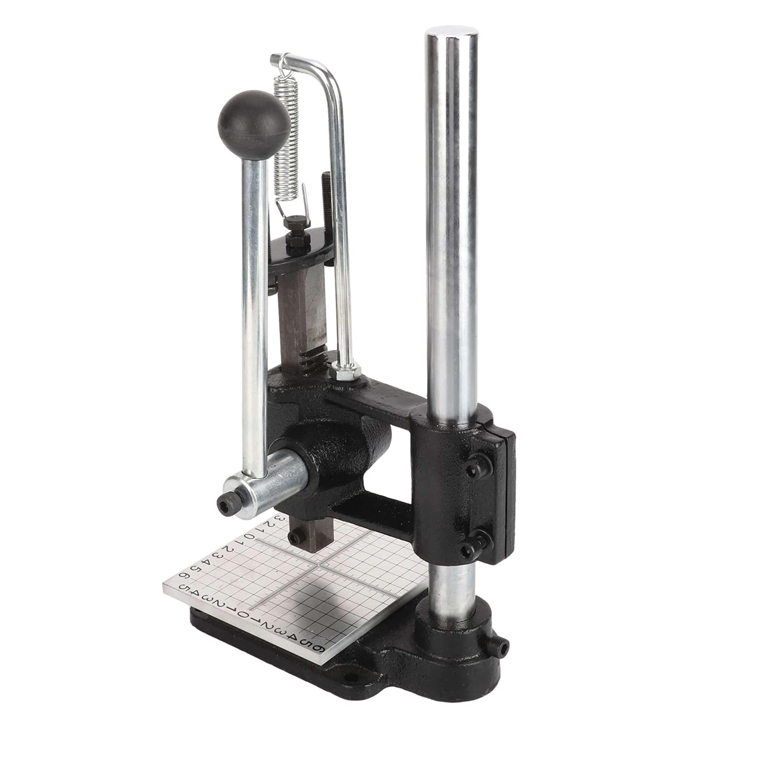 AIWFL Leather Hole Puncher Hand Punching Machine with Drill Chuck DIY Leather Craft Press Punching Holes Tool with Aluminum Plate with Scale Table