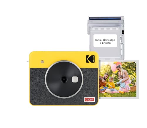 KODAK Mini Shot 3 Retro 4PASS 2-in-1 Instant Digital Camera and Photo Printer (3x3 inches) + 60 Sheets Cartridge Bundle, White