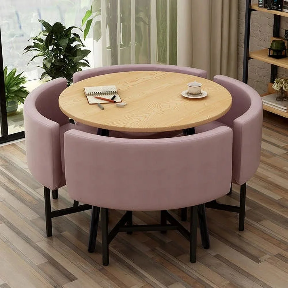 Dining Table Set 4 Chairs Office Reception Seat Suits Negotiation Table Casual Visitor Round Table Visitor Office Desk Chair Set