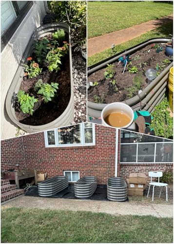 A ANLEOLIFE 8X4X1.5 ft Galvanized Raised Garden Beds Outdoor, Oval Large Metal Planter Box for Planting Vegetables Flowers Herb