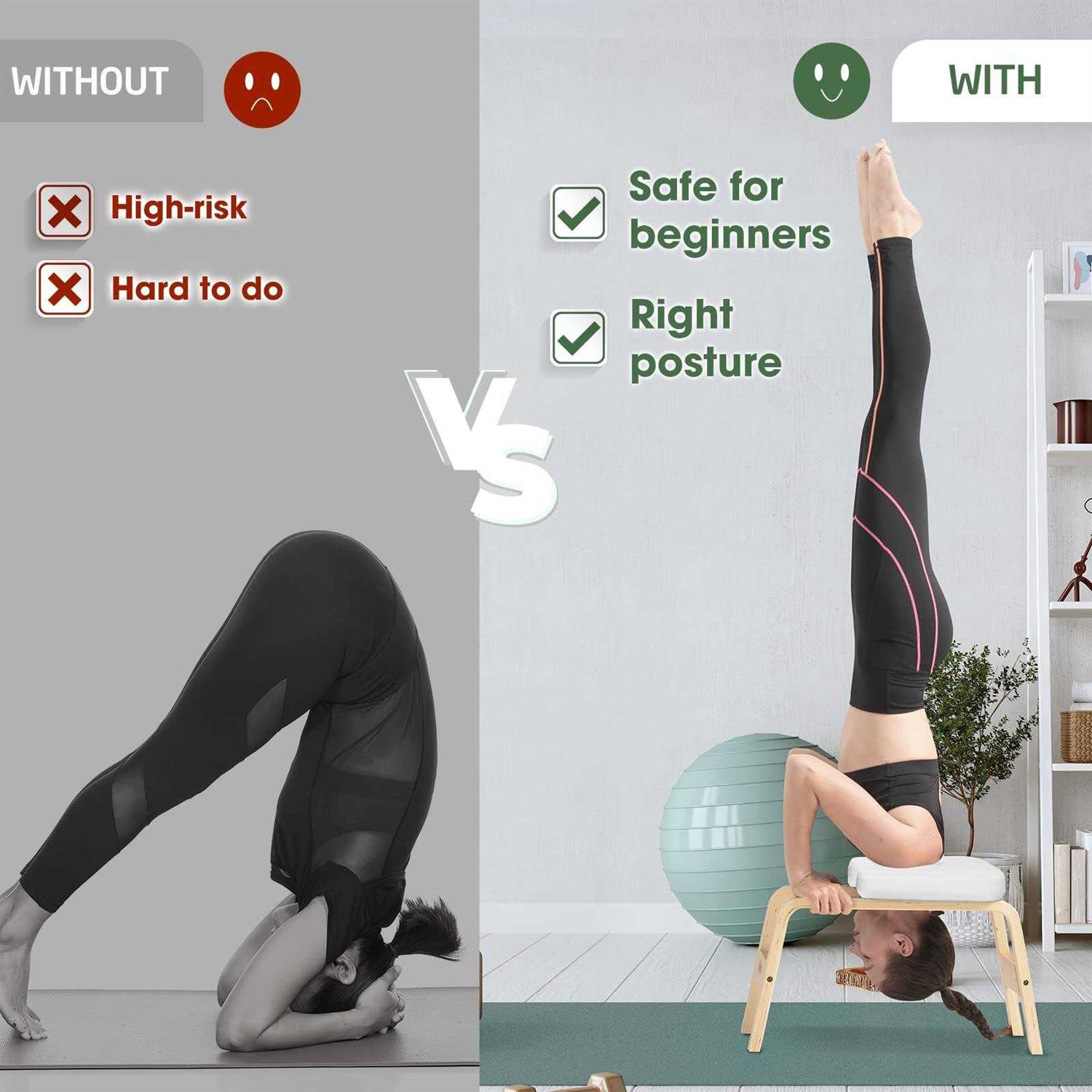 Yes4all Yoga Headstand Bench with PU Pads and Thickness Foam - Sports Supplies Online Store