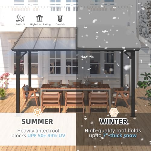 AECOJOY 10&rsquo; x 10&rsquo; Gazebo, Wall Mounted Gazebos Pergola on Clearance, Outdoor Patio Lean to Gazebo Awnings for Deck, Porch