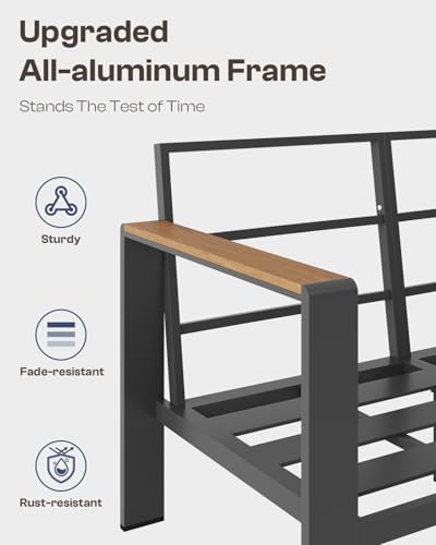 Aluminum Outdoor Patio Furniture Set with Coffee Table, 4 Piece Patio Conversation Sets with Washable Thick Cushions