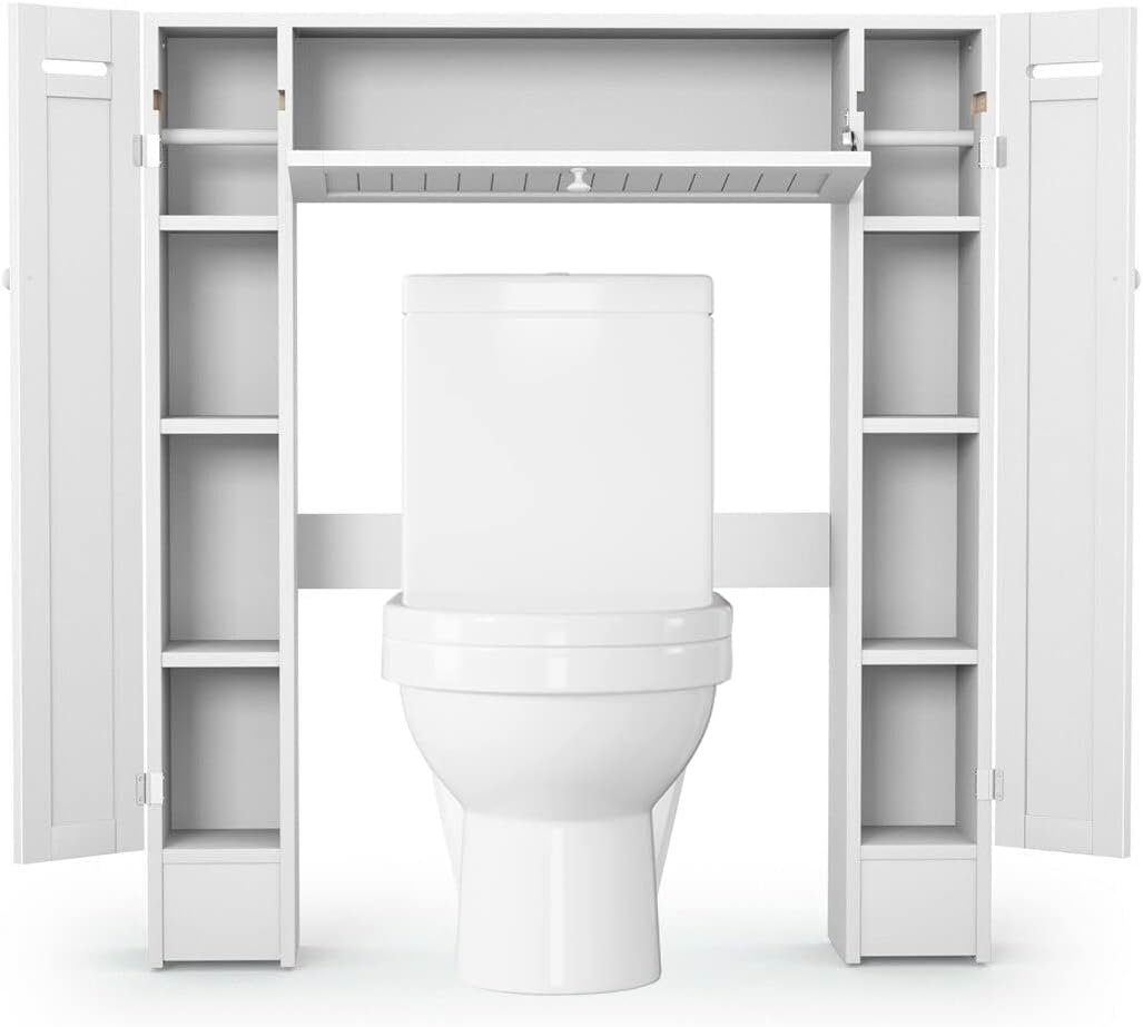 Freestanding Over The Toilet Cabinet,Over-The-Toilet Storage Cabinet with 2 Side Doors