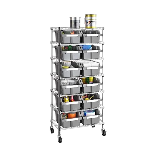 Seville Classics Heavy Duty NSF Bin Rack Solid Steel Wire Shelving Storage Unit, Patented Organizer for Garage, Warehouse, Office, Restaurant