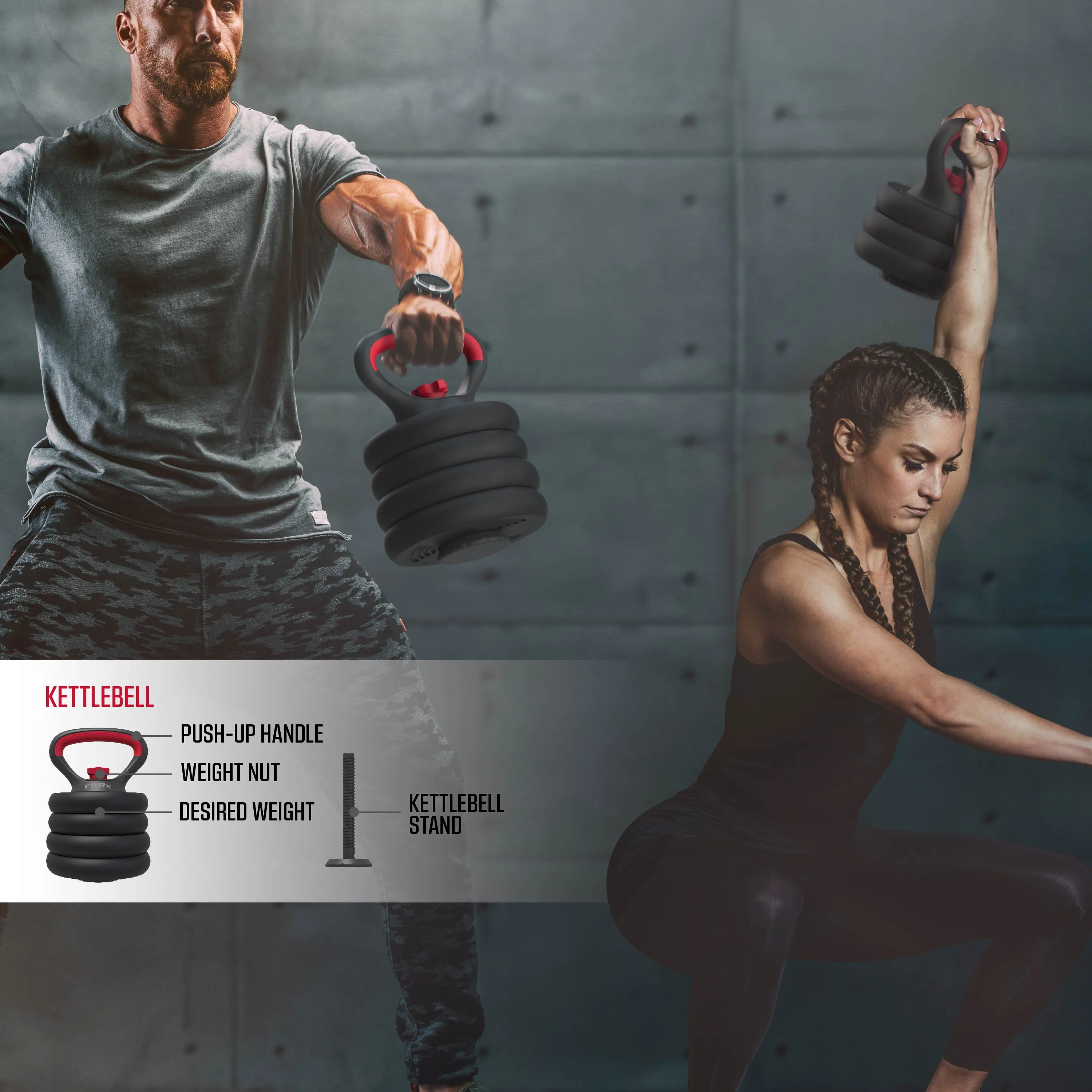 FitRx SmartBell Gym, 60 lbs. 4-in-1 Adjustable Interchangeable Dumbbell, Barbell, and Kettlebell Weight Set, Black