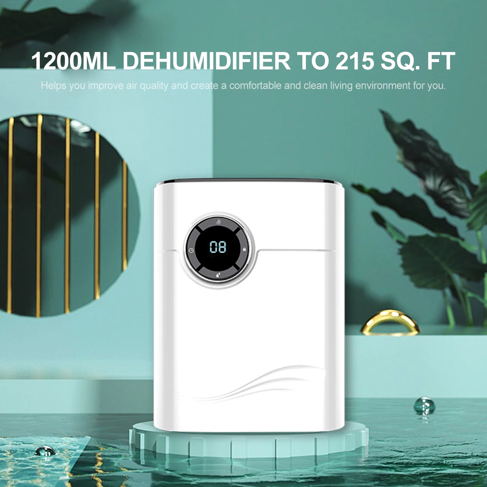 Walmeck 1200mL Dehumidifier to 215 Sq. Ft Portable Small Dehumidifier Auto-off Protection Humidity Control for Home Basements Bedroom Garage Wardrobe