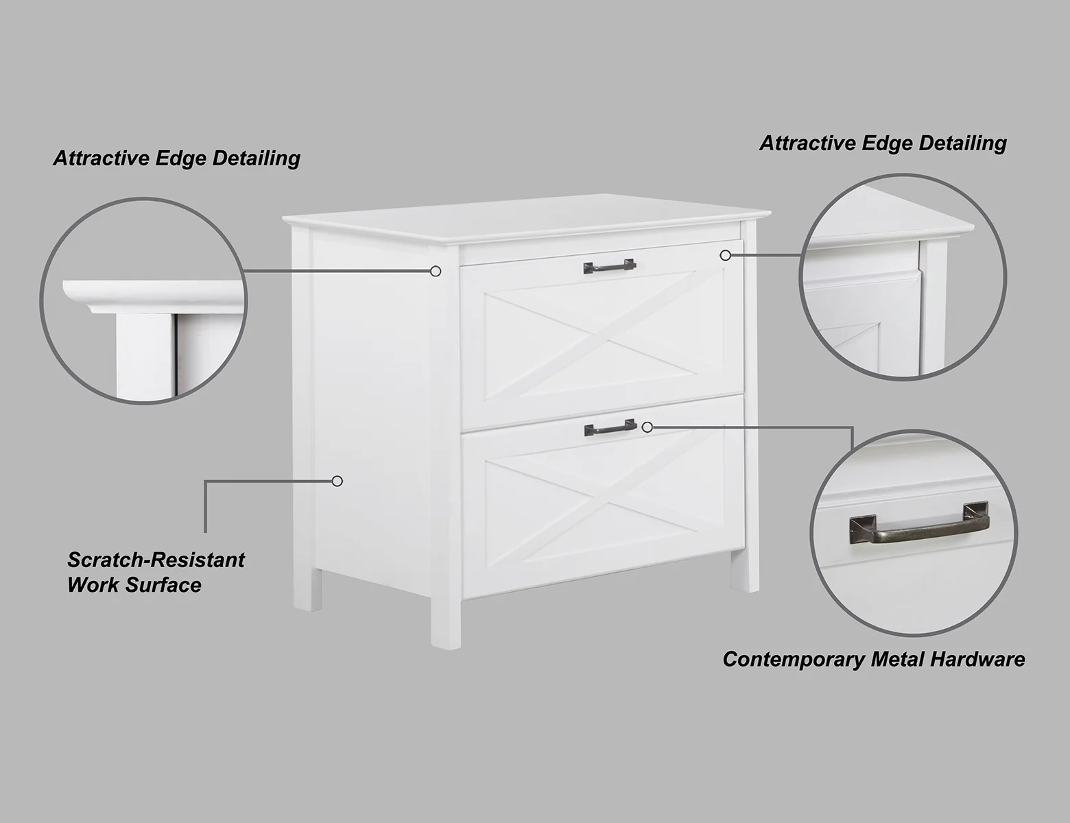 Saint Birch Liam Wood White 2-Drawer File Cabinet
