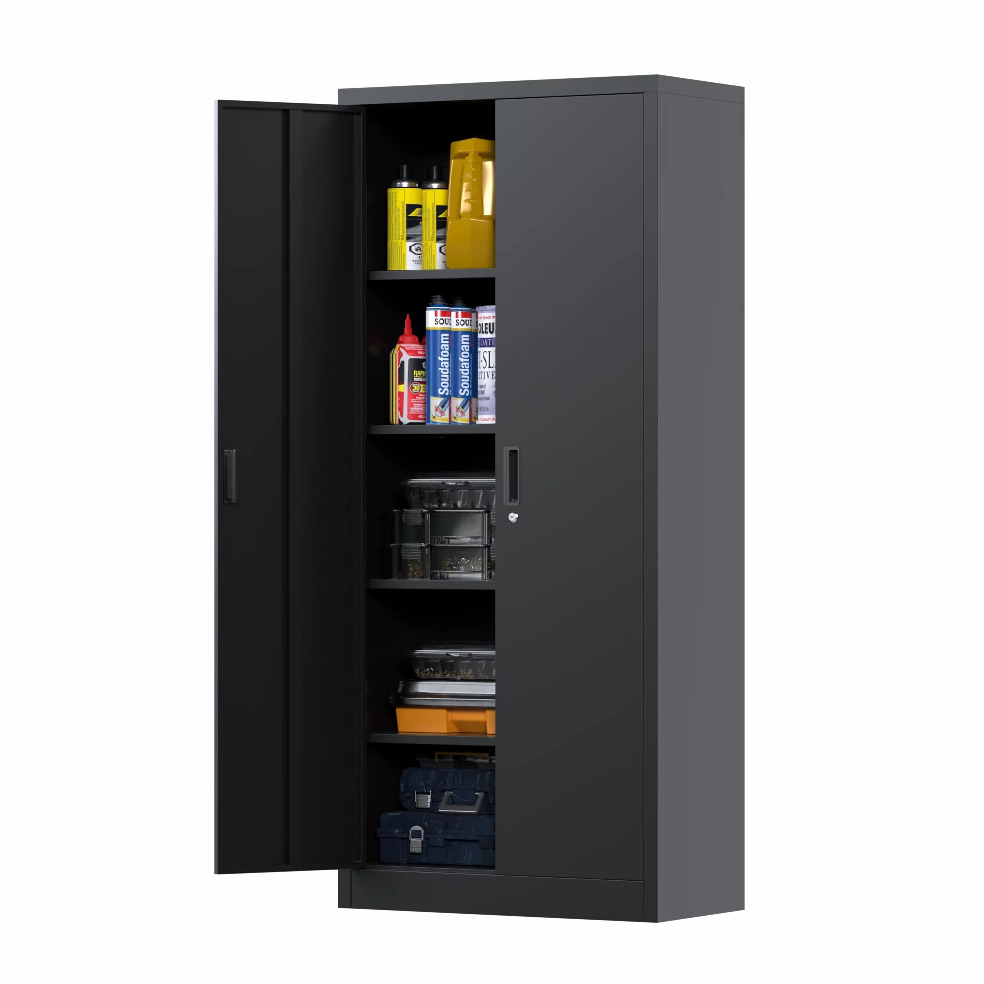 GAEANET 71 inches Tall Metal Storage Cabinet, Locking Steel Storage Cabinet for Office and Garage