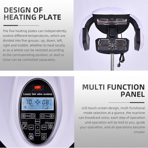 Hair Color Processor Wall Mount Hair Dryer Processor, 800W Salon Rolling Hood Hair Dryer