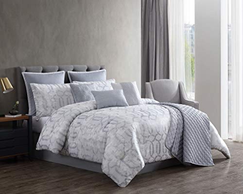 Riverbrook Home 100% Polyester Comforter Set, Queen, Hillcrest - Ivory/Gold, 9 Piece Set