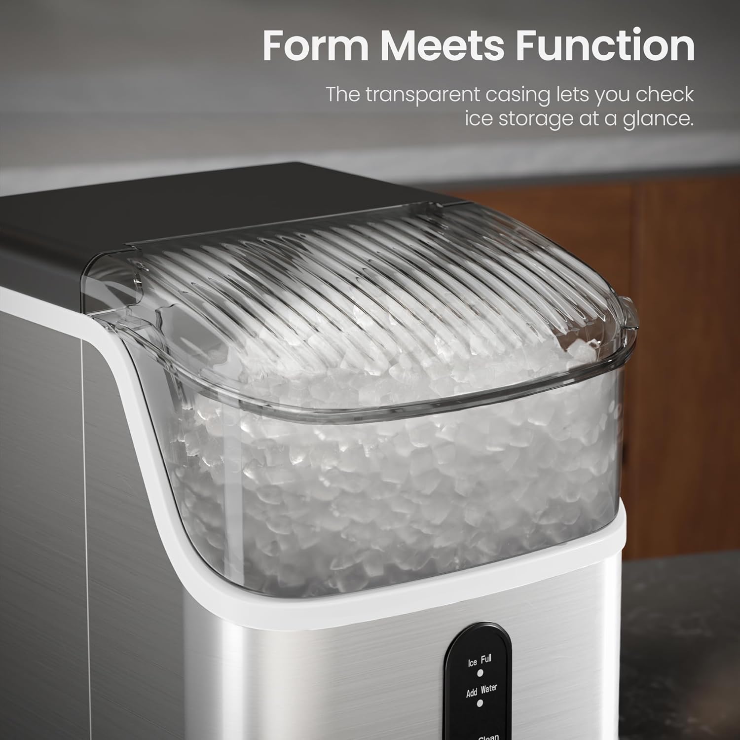 Kismile Nugget Ice Makers Countertop, Pebble Ice Maker Machine with Pellet Ice, 35lbs/Day, Ice Maker Machine with Self-Cleaning