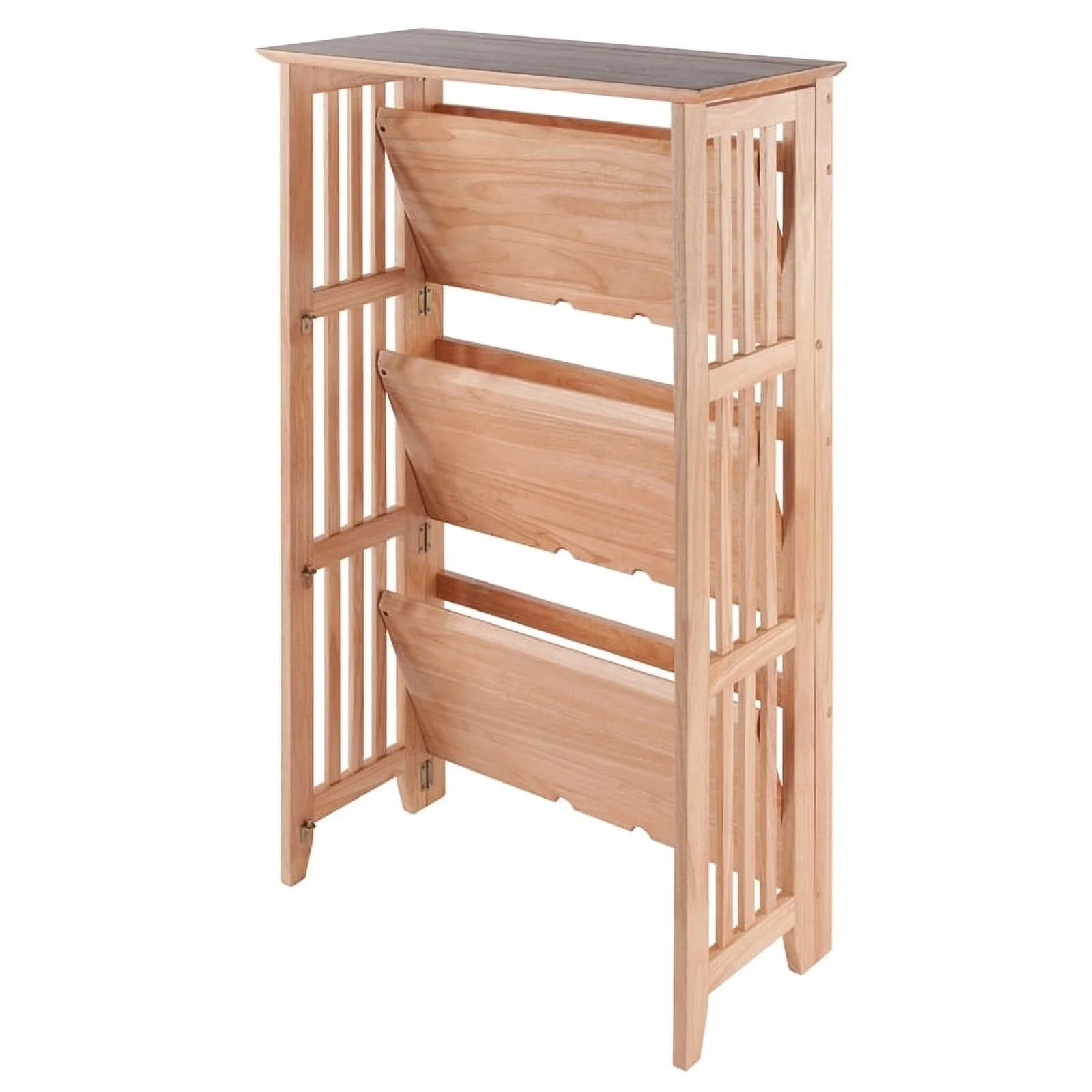 Bowery Hill 4-Tier Transitional Wood Folding Bookcase in Natural