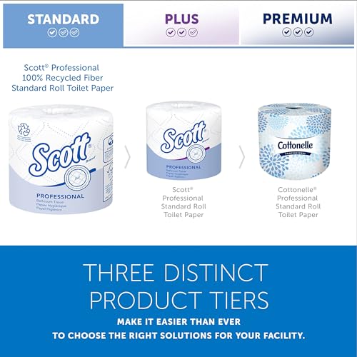 Scott® Professional 100% Recycled Fiber Standard Roll Bulk Toilet Paper (13217), 2-Ply, Elevated Design, White