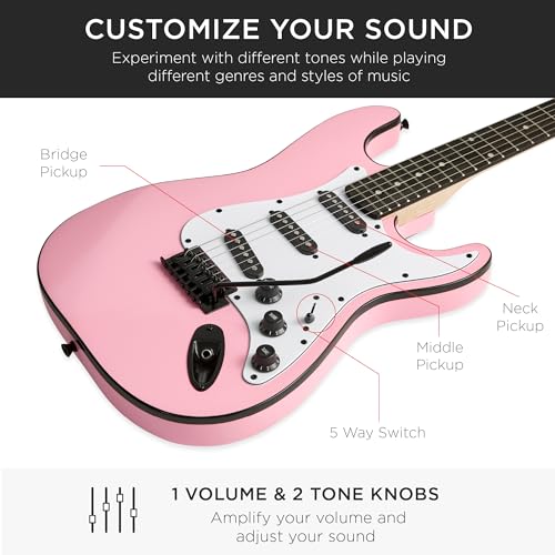 Best Choice Products 39in Full Size Beginner Electric Guitar Starter Kit w/Case, Strap, 10W Amp, Strings, Pick, Tremolo Bar - Sunburst