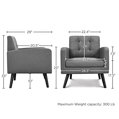Yaheetech Mid-Century Accent Chairs, PU Leather Modern Upholstered Living Room Chair