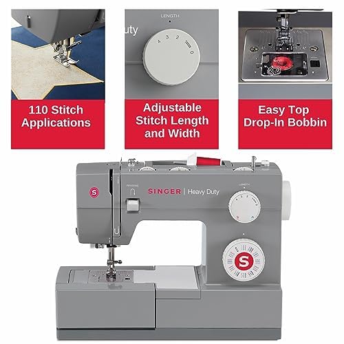 SINGER Heavy Duty 4432 High Speed Black Sewing Machine with Accessory Kit | Strong Motor with Enhanced Piercing Power, 110 Stitch Applications