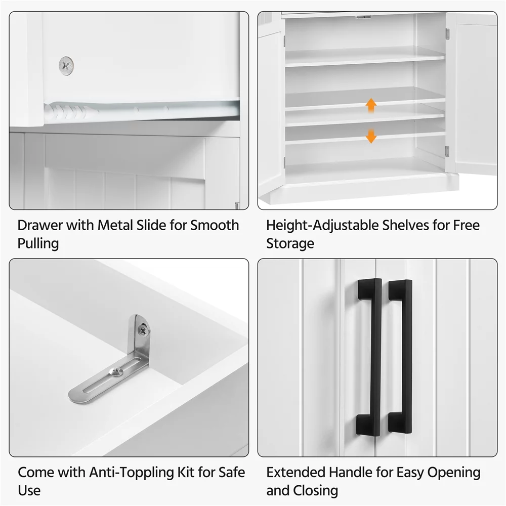 SmileMart 72.5″ H Kitchen Pantry Cabinet with Doors and Adjustable Shelves, White