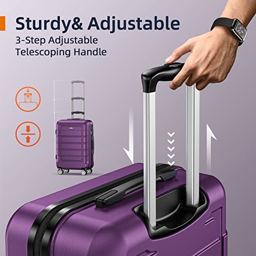 SHOWKOO Luggage Sets Expandable PC+ABS Durable Suitcase Double Wheels TSA Lock Black