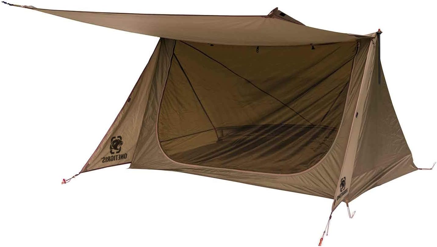 OneTigris Backwoods Bungalow Ultralight Bushcraft Shelter 2.0, Backpacking Tent with Canopy 2 Person Waterproof Ripstop