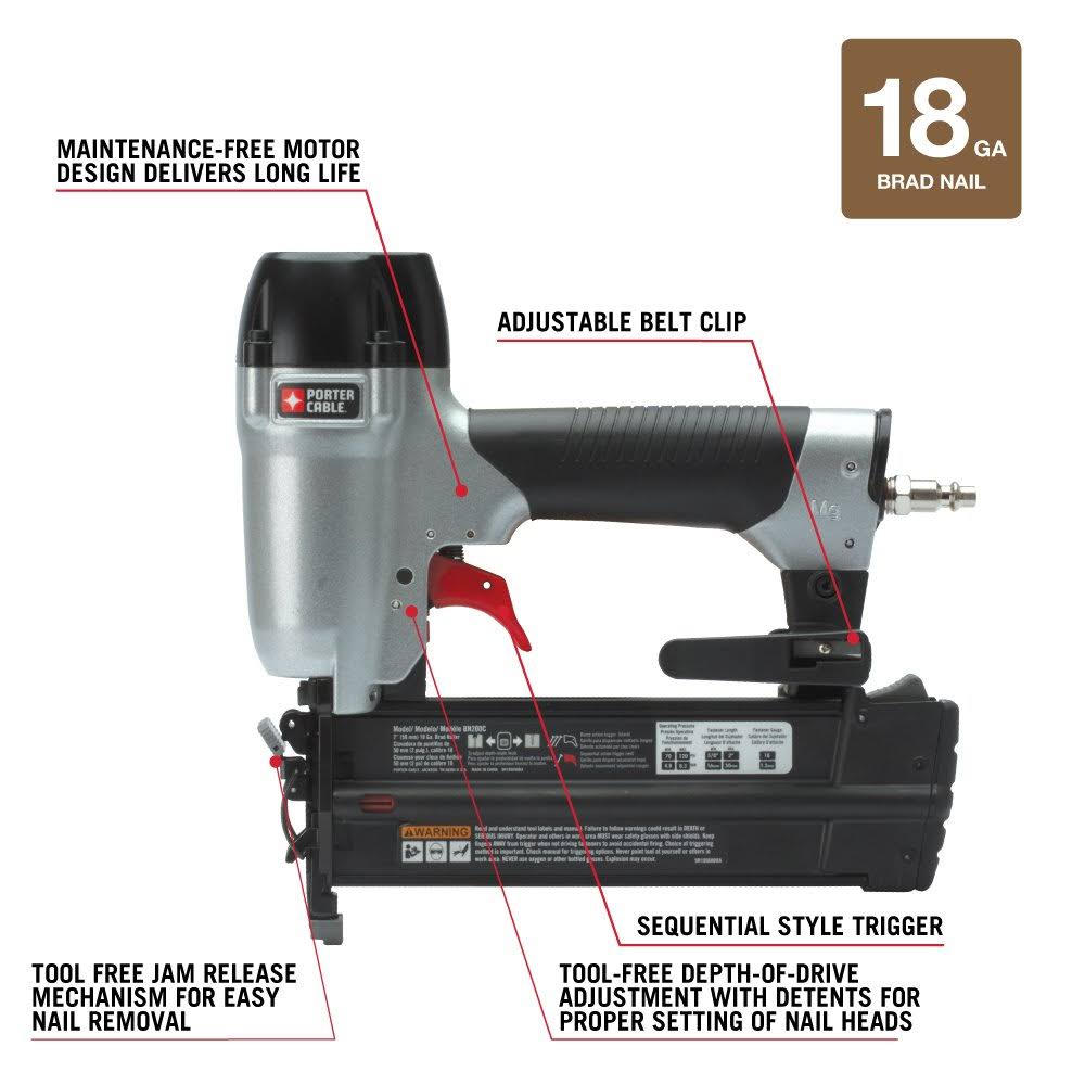 Porter Cable BN200C 18ga 2x22 Brad Nailer Kit