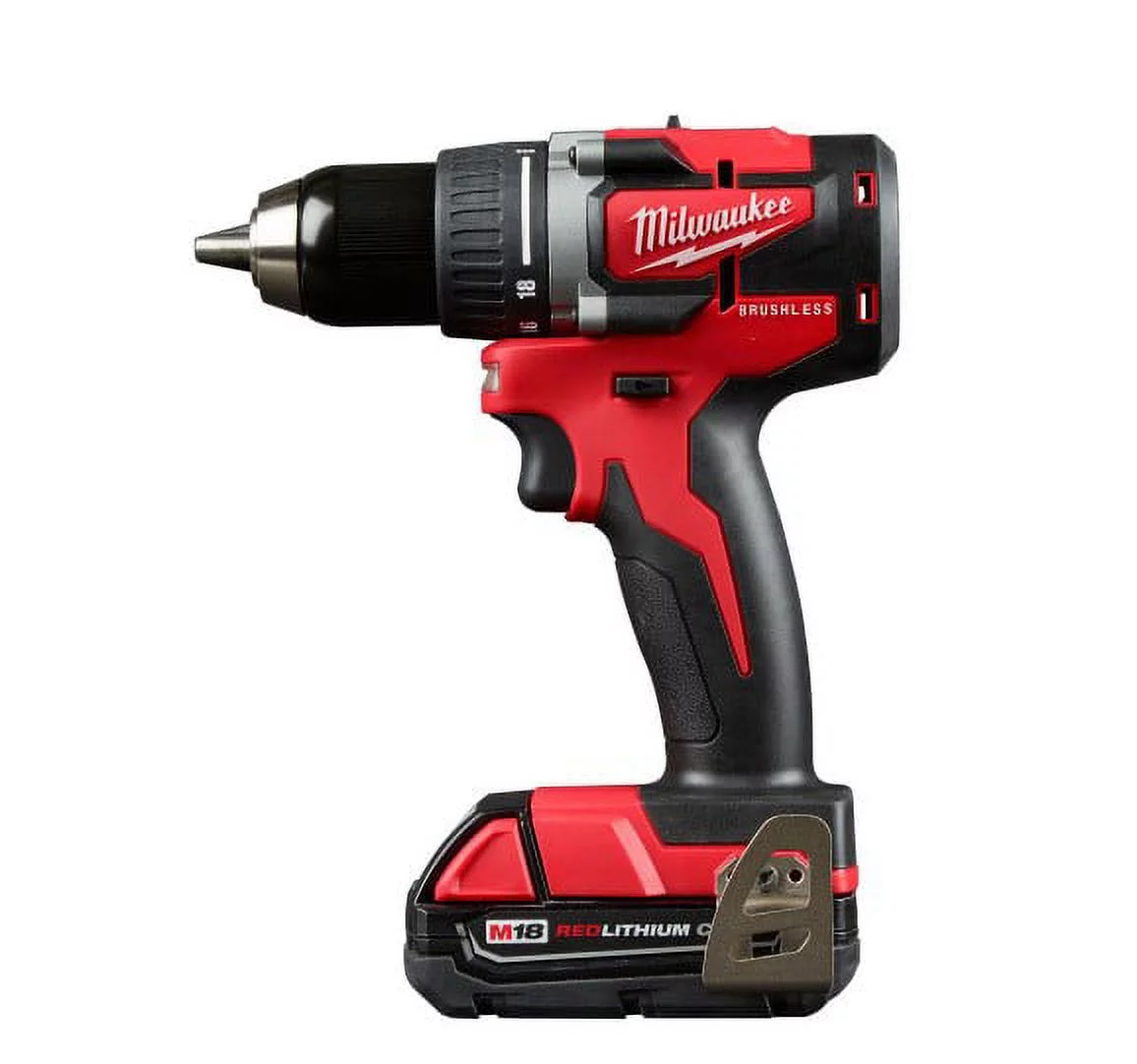 Milwaukee M18 18-Volt Lithium-Ion Brushless Cordless Compact Drill/Impact Combo Kit (2-Tool) W/ (2) 2.0Ah Batteries, Charger & Bag